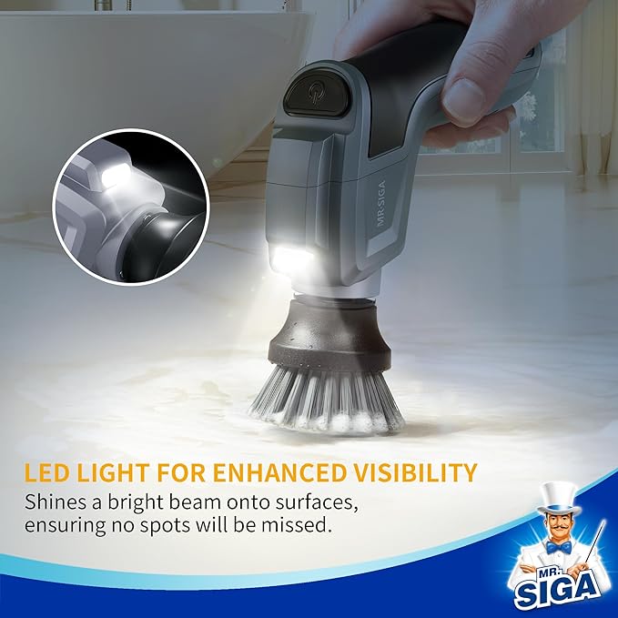 MR.SIGA Electric Spin Scrubber Flat Brush Refills, 3 Pack