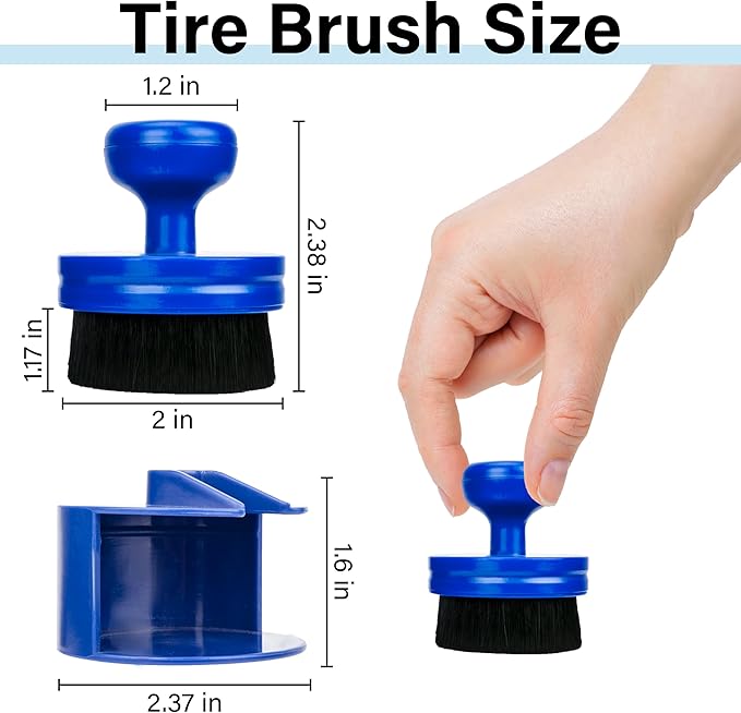 Tire Shine Applicator Brush, Tire Shine Brushes, Tire Dressing Brush Applicator with Seal Cover, Tire Brush for Car Detailing, Tire Gel Applicator, High Density Detail Factory Tire Brush (Blue)