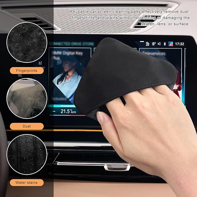 Car Screen Cleaner, Square Microfiber Cloth Non-Scratch Auto Touchscreen Cleaning Wipes, Foldable Touch Screen Pad Universal Cleaning Tool for Vehicle Dashboard Display (Square)