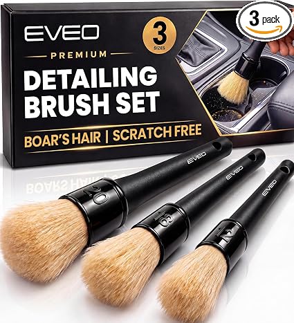 EVEO Car Detailing Brush Set - (3 Pack) Car Detailing Kit Interior, Car Interior Detailing Kit Car Detailing Brushes - C