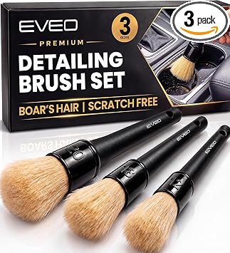 EVEO Car Detailing Brush Set - (3 Pack) Car Detailing Kit Interior, Car Interior Detailing Kit Car Detailing Brushes - C