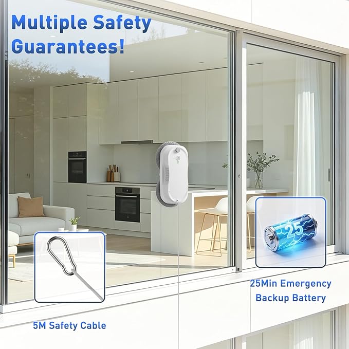 KKI Window Cleaning Robot,Upgraded Window Cleaner Robot, Auto-Dual Spray, Max 3200pa,3 Cleaning Modes & Edge Detection, Remote Control for High-Rise Windows, Glass Door,5Sets Cloths