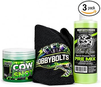 CowRC Cleaning Kit – Moo-Kleen 8oz Pre-Mix Spray, Cow Cleaning Snot Gel & Microfiber Cloth – RC Car, Truck, Buggy & Airp