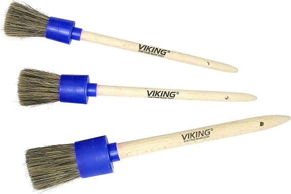 VIKING Car Detailing Brush Set for Car Cleaning Kit, Super-Soft Bristles for Exterior Detail, Includes Small, Medium, an