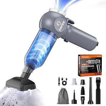 Saker Car Vacuum Portable 6-in-1 Cordless Vacuums, 20000PA SW102 Blue Gray