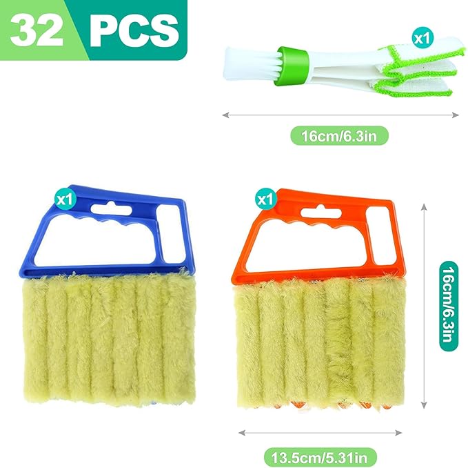 slaixiu 4-Pack 7 Finger Window Blind Cleaner Duster Tool, Washable Mini Blinds Cleaner Brush for Wood, Vinyl Shutters, AC Air Vent, and Car Fan Dusting