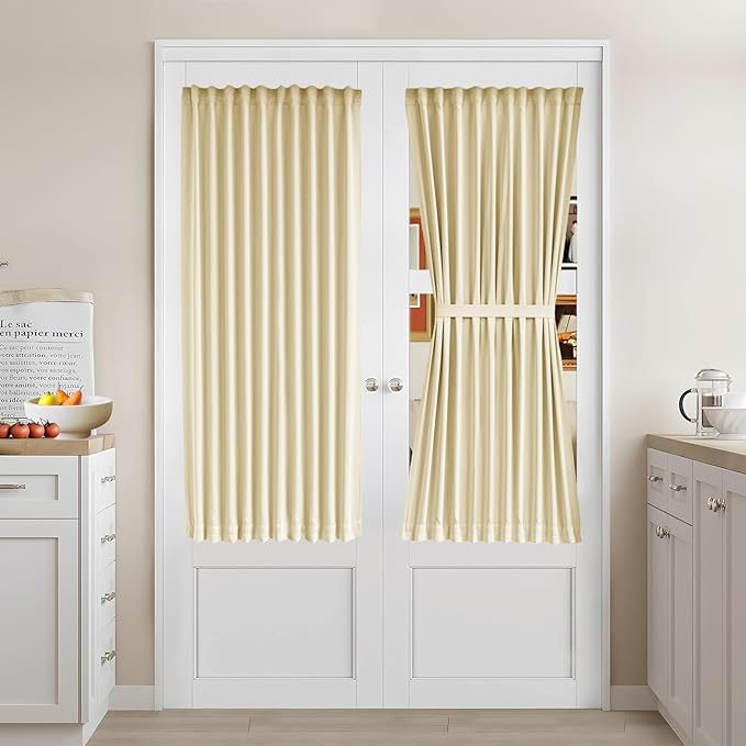 Vatge Thermal Insulated Blackout Front Door Curtains - Door Curtians for Door Window, 1 Panel, W36 x L54, Light Beige