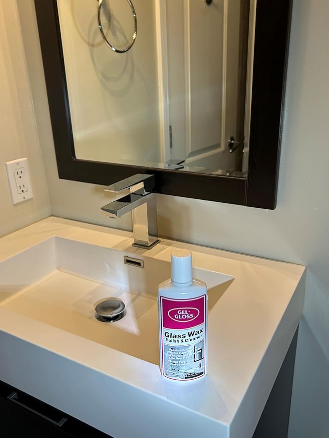 Gel-Gloss No Streak Glass Wax | Professional-Grade Silicon Wax Formulation | Removes Water Spots, Hard Water, & Light Calcium Buildup | Protective Coating Reduces Water Spots & Calcium Buildup, 8 oz.