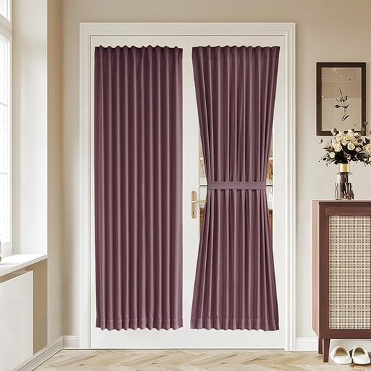 Vatge Privacy Blackout French Door Curtains - Front Door Curtains for Glass Door Window, 1 Panel, W36 x L72, Nostalgia Rose