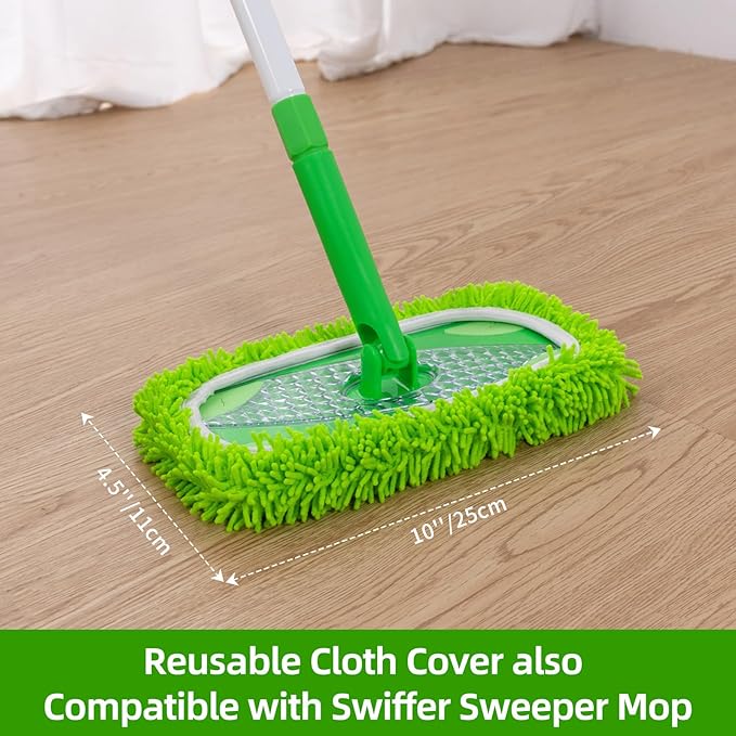 Baseboard Cleaner Tool with Handle, Extendable Long Handle Baseboard Floor Cleaning Tool Duster with Reusable Pads for Floorboard