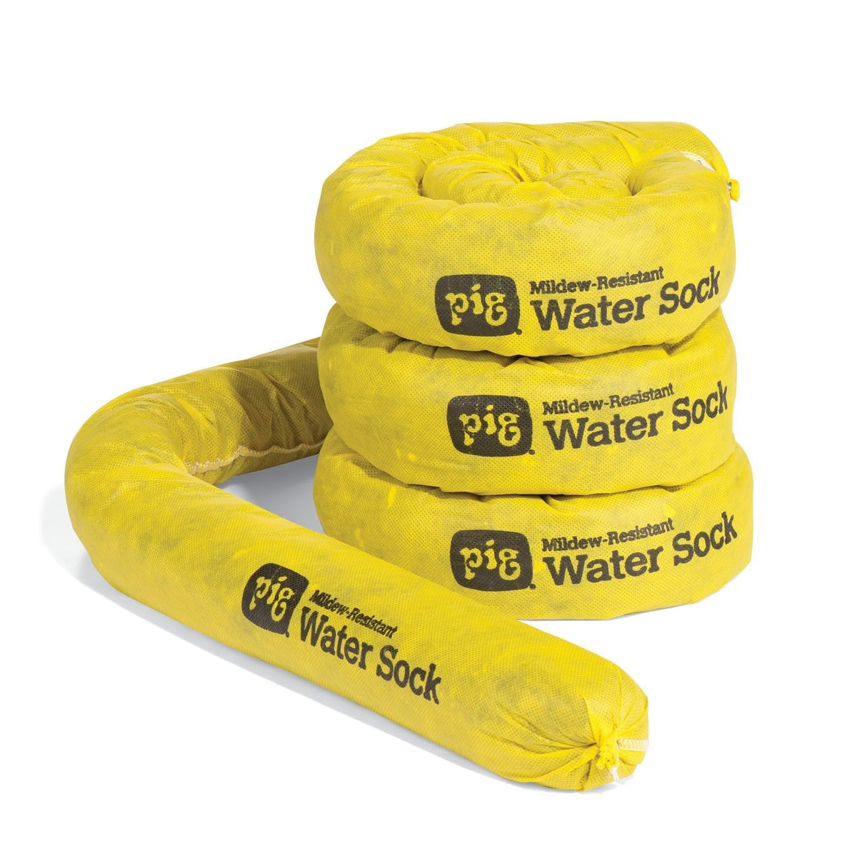 Mildew-Resistant Absorbent Sock | Water Absorbing Snake | 3" W x 4' L | Absorbs up to 1 gal per Sock | 4 Count | PM50156