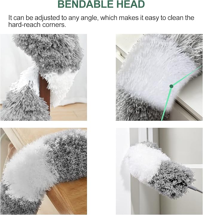 SetSail Extra-Long Dusters with Extension Pole 100-inch for Cleaning Bendable Microfiber Head Washable Ceiling Fan Cleaner Duster for Corner