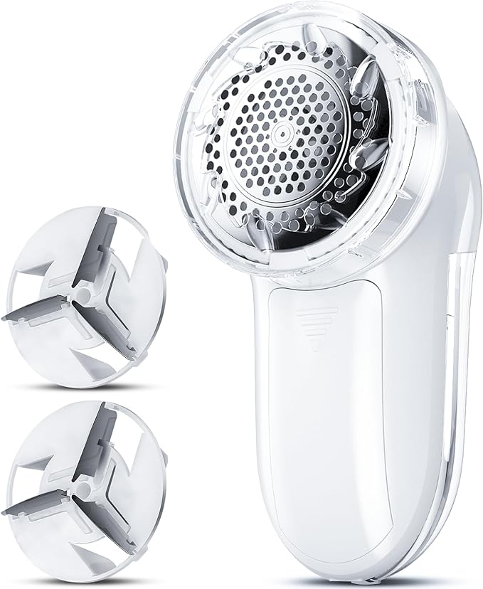 Bymore Fabric Shaver, Lint Remover, Lint Shaver Defuzzer Sweater Shaver for Clothes and Furniture with AC Adapter Pill Fuzz Remover-Pure White