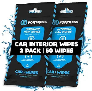 Fortress Car Interior Cleaner Wipes (25 ct, Pack of 2) Travel Size