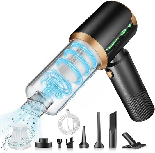 Cordless Car Vacuum Cleaner: Handheld Vacuum with 16000Pa Strong Suction, Brushless Motor & HEPA Filter, 7-in-1 Cleaning Kit, Type-C Charging for Home Office Car Pet - Cinder