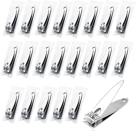 100 Pack Stainless Steel Nail Clippers Bulk Individually Wrapped