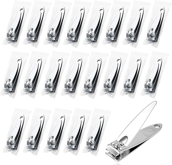 100 Pack Stainless Steel Nail Clippers Bulk Individually Wrapped