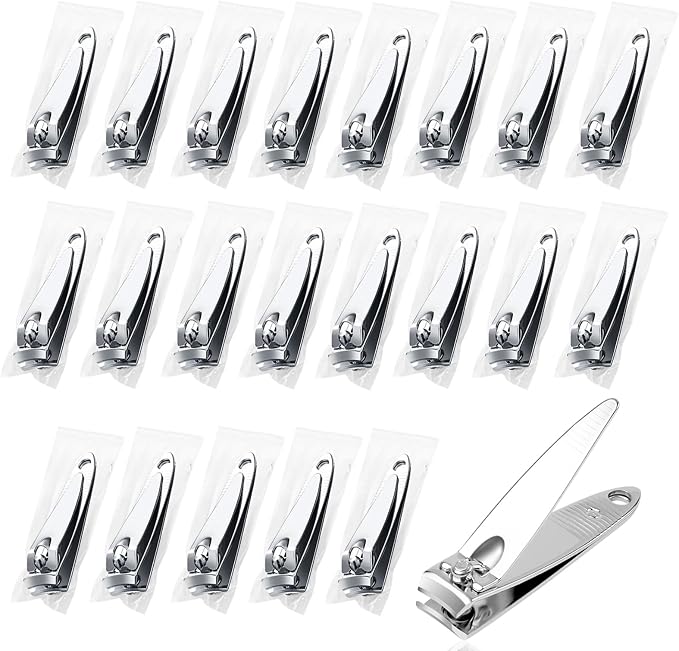 100 Pack Stainless Steel Nail Clippers Bulk Individually Wrapped