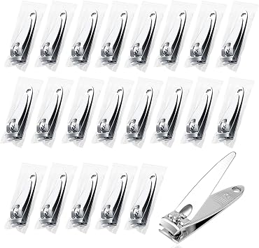 100 Pack Stainless Steel Nail Clippers Bulk Individually Wrapped