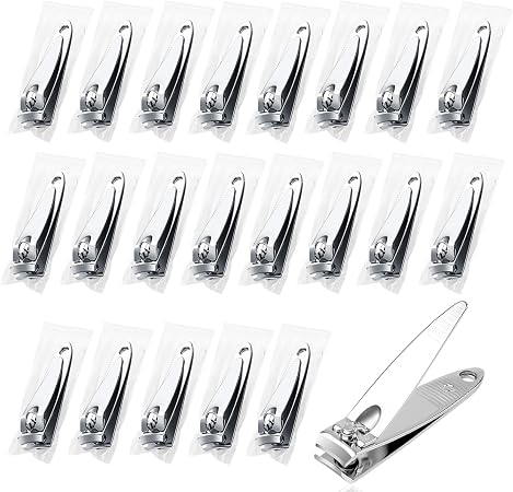 100 Pack Stainless Steel Nail Clippers Bulk Individually Wrapped