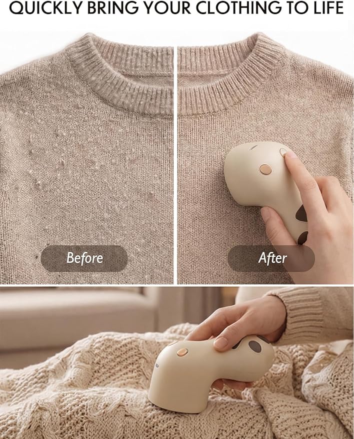 Cute Cat Paw Fabric Shaver, 3-Speed Lint Remover for Clothes, Sweaters, Couches, 2 Extra Blades for Effective Fuzz and Bobble Remove Pilling on All Fabrics and Furniture