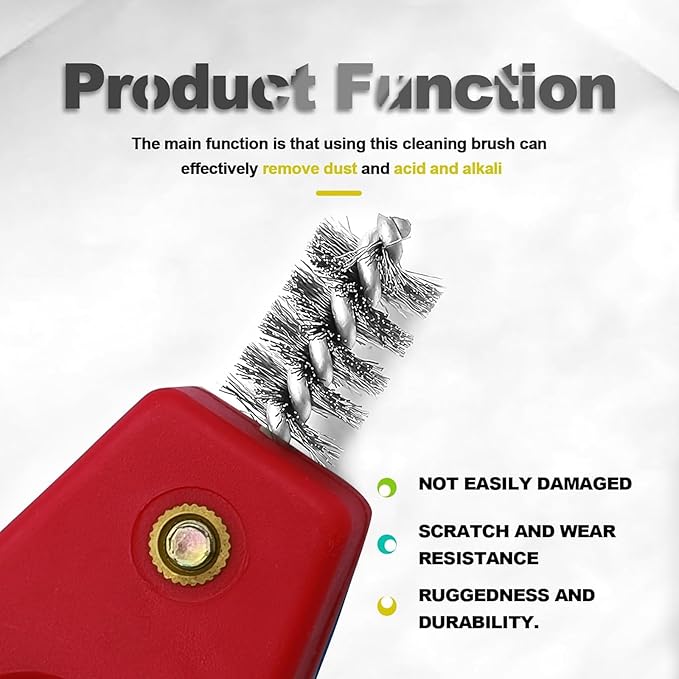 ZOKYUYS® 4 in 1 Car Battery Cleaning Brush, Anti-Corrosion Battery Terminals, Copper Pipes Cleaner Brush Tool, Universal for Automotive and Marine for Plumbing Installation Soldering Brazing (Red)