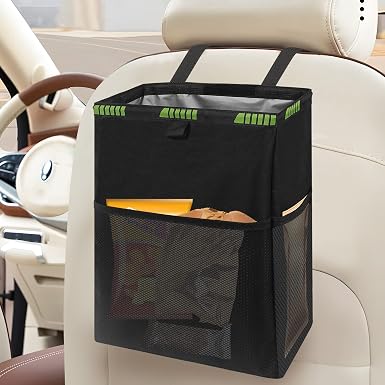 Homelove Hanging Car Trash Can with 4 Storage Pockets, Waterproof Leakproof Oxford Auto Garbage Bag, Adjustable Garbage 