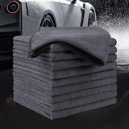 10 Pack Microfiber Cleaning Cloths, 11"x11" Ultra Soft Microfiber Towel, Highly Absorbent, Lint Free Cleaning Pads for C