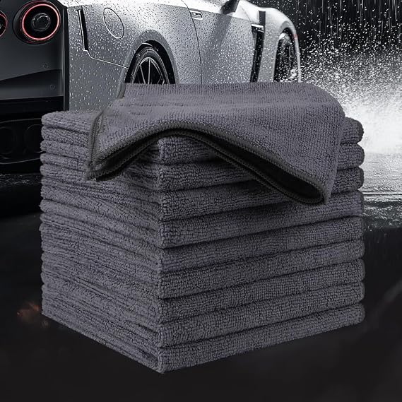 10 Pack Microfiber Cleaning Cloths, 11"x11" Ultra Soft Microfiber Towel, Highly Absorbent, Lint Free Cleaning Pads for C