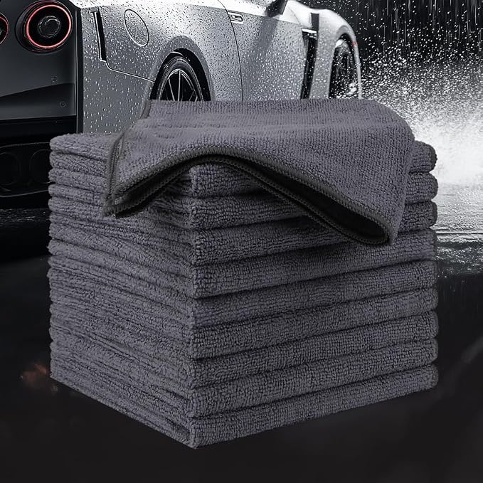 10 Pack Microfiber Cleaning Cloths, 11"x11" Ultra Soft Microfiber Towel, Highly Absorbent, Lint Free Cleaning Pads for C