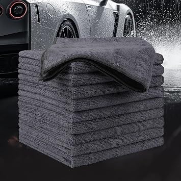 10 Pack Microfiber Cleaning Cloths, 11"x11" Ultra Soft Microfiber Towel, Highly Absorbent, Lint Free Cleaning Pads for C