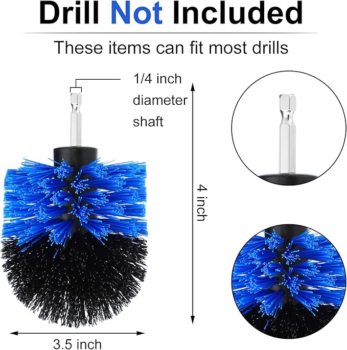 Drill Brush Nylon Drill Brush Attachment Electric Power Scrubber Scrub Brush Multi Purpose Cleaning Supplies for Drill Bathroom Surfaces Tub Grout Shower Kitchen Tile Auto Car (Multicolor, 6 Pcs)