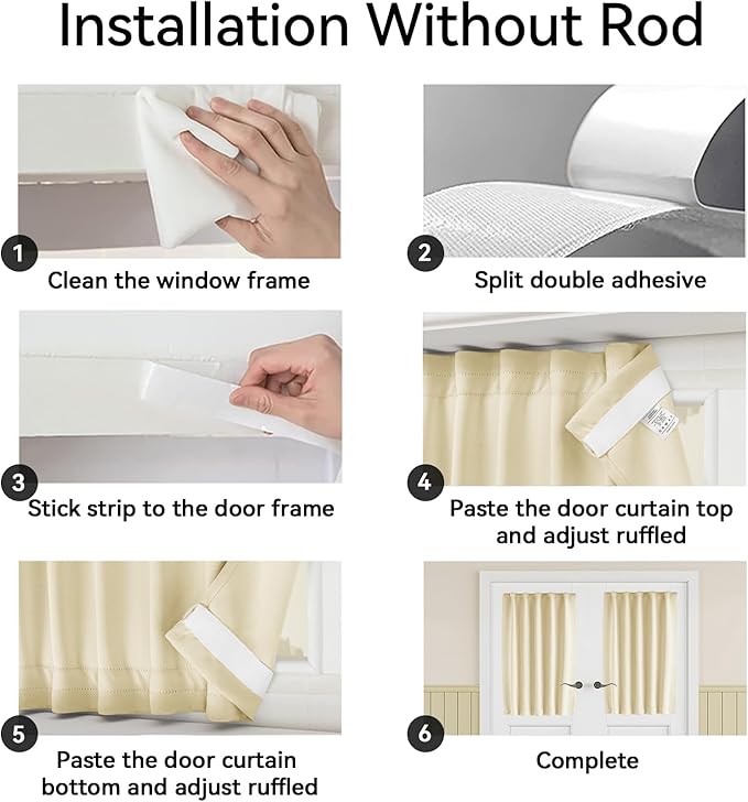 Vatge Sidelight Curtains for Front Door, 12 Inch Wide Narrow Window Curtains for Side Door, 1 Panel, W12 x L80, Light Beige