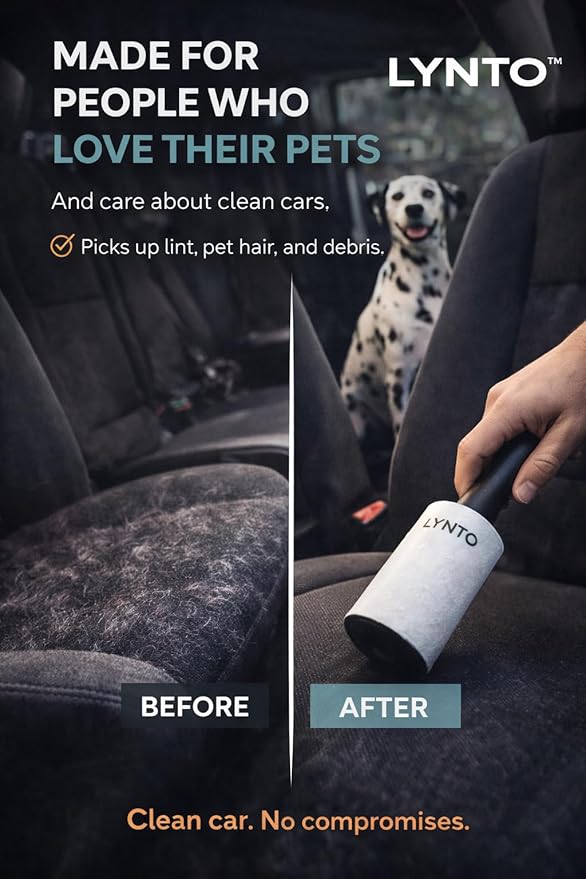 Lint Roller for Pet Hair – Extra Sticky Dog & Cat Hair Remover, 300 Sheets Value Set with 1 Handle + 5 Refill Rolls, Portable Lint Roller for Clothes, Couch & Car Seats