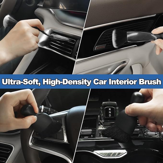 Windshield Cleaner Tool, 14Pcs Car Cleaning Kit - Car Interior Detailing Kit with Extendable Handle, Cleaning Gel & Microfiber Pads, All-in-One Inside Car Cleaning Supplies for Women Men