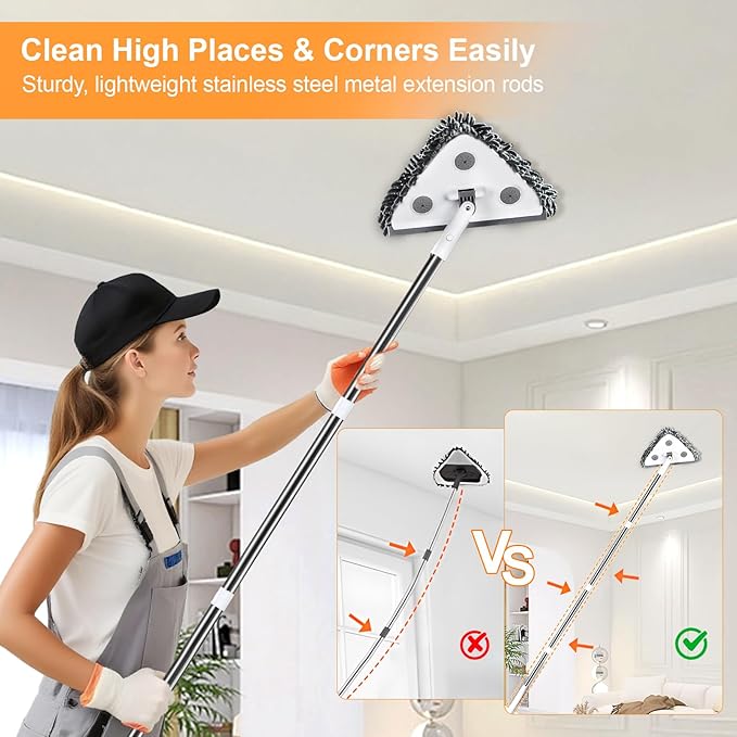 MUEE 3 in 1 Professional Window Squeegee for Home, 78" Window Cleaning Kit with Extension Pole, Tall Wall Cleaner Mop with Long Handle for Outdoor & Indoor Use
