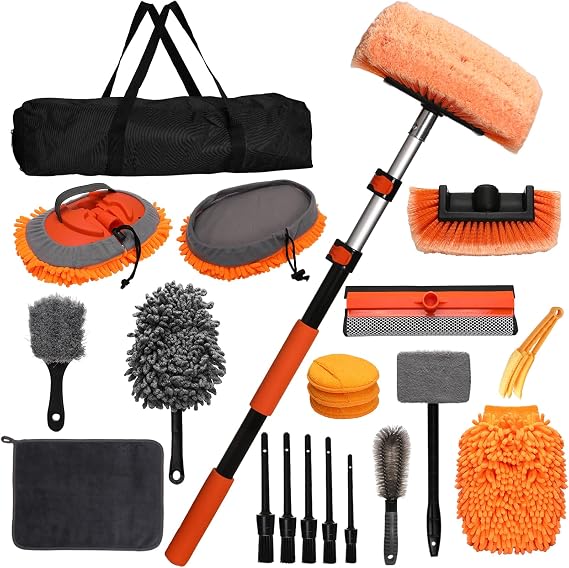 Complete Car Wash Kit with 60inch Heavy-Duty Extension Pole