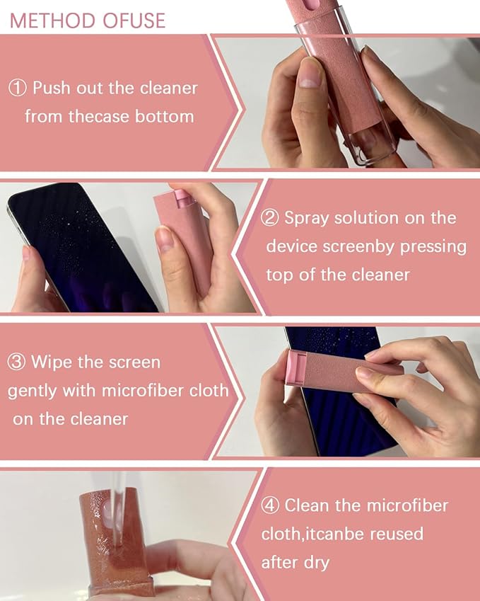 Car Screen Cleaner Touch Screen Cleaner Spray and Wipe Screen Cleaner for Car Display,iPad,MacBook and More,Laptop Computer Screen Cleaner,Travel Cleaning Kit (2 Units)