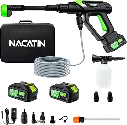 Cordless Portable Washer, 5 Gear Brushless Washer for Car Washing, Patio, Fence, Driveway, Outdoor Cleaning, with 2 Batt