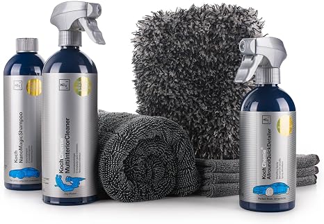 The Rag Company - Premium Car Cleaning Kit - Includes Car Wash Soap, Car Interior Cleaner, Exterior Spray, Drying Towel,