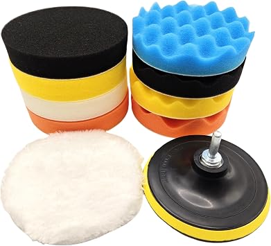 10Pcs 5Inch Face Backing Plate Compound Buffing Polishing Sponge Pads Waffle Foam Buffing Polishing Pads Kit with Woolen