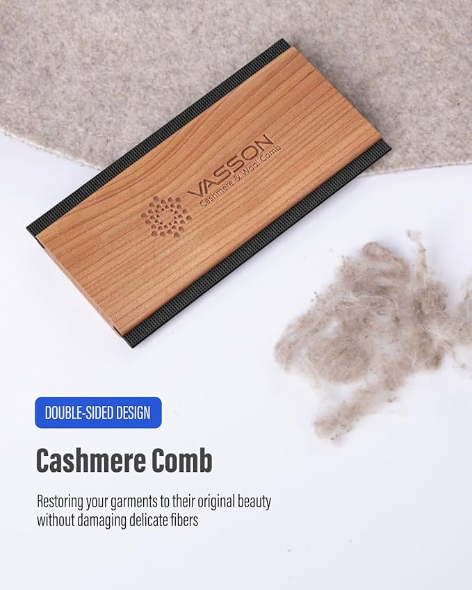 Cashmere Comb for Sweaters, Sweater Comb for Removing Pills and Fuzz, Gentle on Wool & Knitwear, Portable Handheld Clothing Care Tool with Storage Pouch