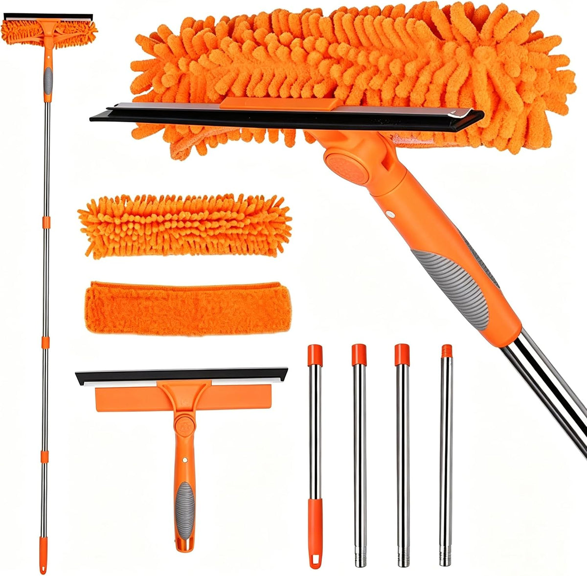 2-in-1 Window Cleaner Tool, 68'' Squeegee for Window Cleaning