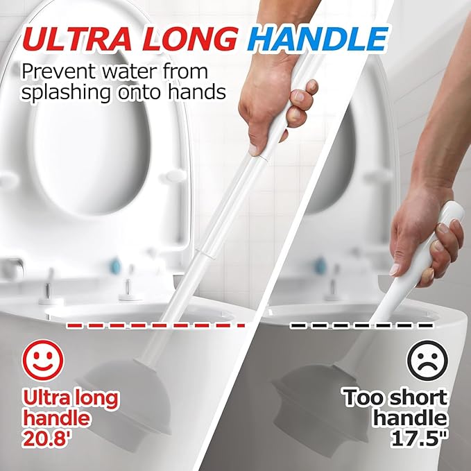 FORASTO 3 in 1 Toilet Brush and Plunger Set,Toilet Bowl Brush Plunger Set,Toilet Brush Plunger Combo,Cleaning Brush,Cleaning Supplies, Crevice Cleaning Brush, Bathroom Cleaning Tools, White