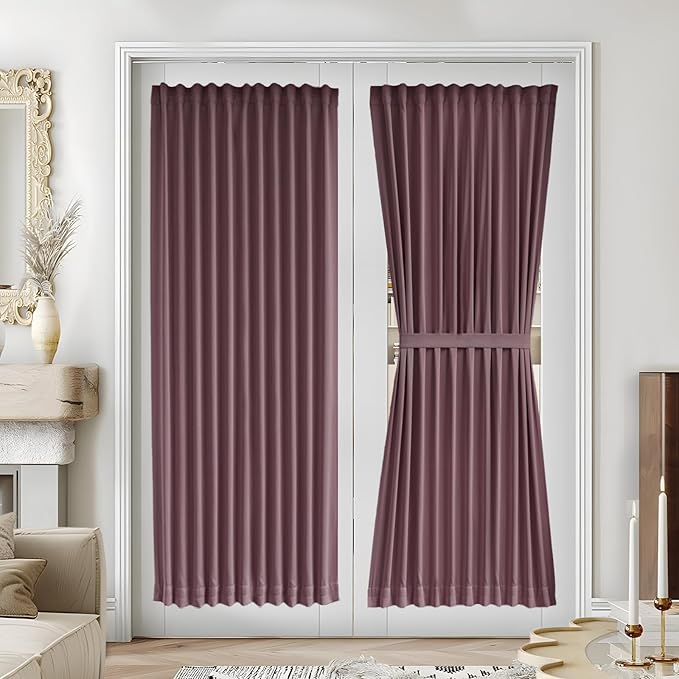 Vatge Door Curtains for French Door, Front Door Curtains for Glass Window Privacy Door Curtain, 1 Panel, W54 x L72, Nostalgia Rose