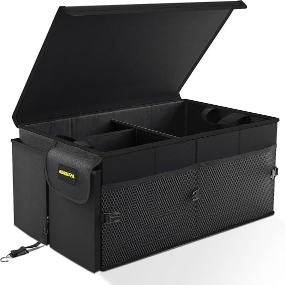 MIKKUPPA Trunk Organizer with Lid - 65L Collapsible Car Organizer, Black