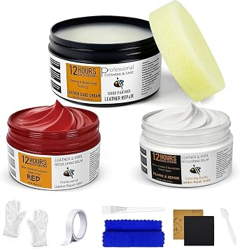 12H Quick-Dry Red Leather Repair Kit, 3.53Oz Recoloring Balm