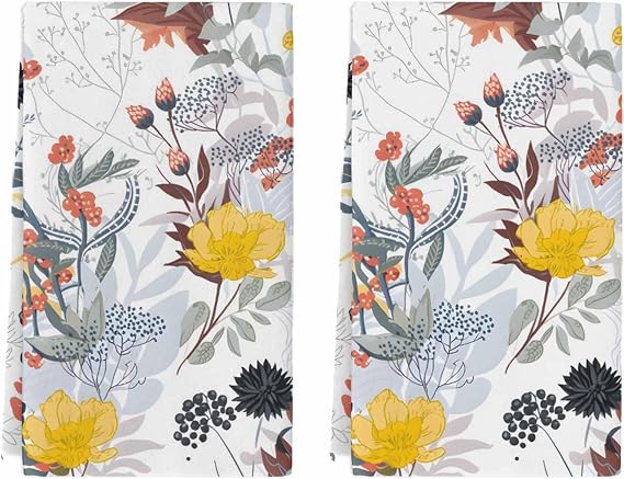 Teamery Kitchen Towels, Colorful Flowers Towels, Dish Towels Kitchen Accessories, Microfiber Cleaning Cloth Kitchen Deco