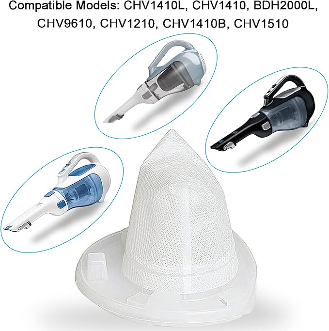 6 Pack Replacement Filter for Black & Decker Dustbuster AdvancedClean Cordless Handheld Vacuum VF110 CHV1410L CHV1410 CHV9610 CHV1210 CHV1510 CHV1410B Dust Buster Compact Hand VAC BDH2000L 90558113-01
