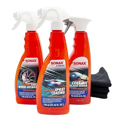 SONAX Spray Ceramic Combo | High-Performance Ceramic Coating for Paint Protection | Hydrophobic Water Repellent, Long-La